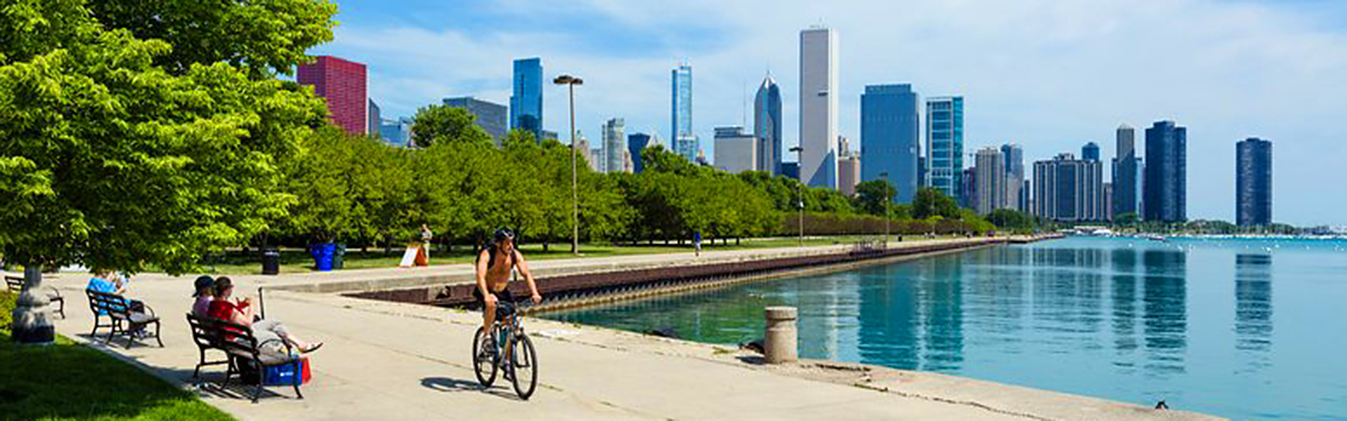 Cyclists in Chicago's Lakefront Trail