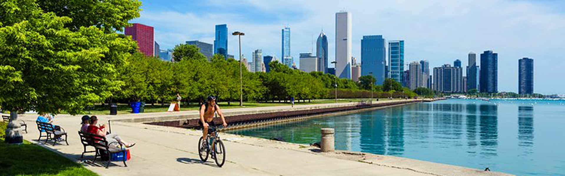 Cyclist in Chicago Lakefront